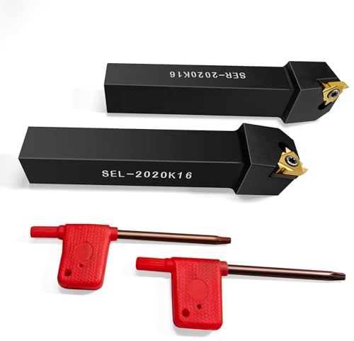 3/4" Threading Holders SER2020K16 + SEL2020K16 CNC Thread Turning Holders + 16ER/16IR AG60 Carbide Threading Inserts with Wrenches