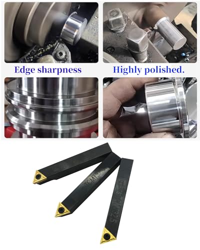 GBJ 3pcs 1/2inch Indexable Carbide Lathe Turning Tool Holder Metal Lathe Cutting Tools with TCMT16T304 TCMT32.51 Carbide Inserts TCMT32.51 Repalcement Carbide Turning Inserts