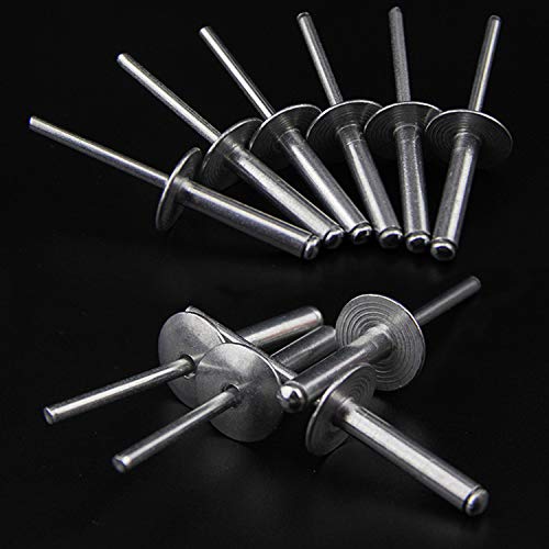 ISPINNER 50pcs Large Flange Aluminum Blind Rivets, Pop Rivets - color: Silver, size: 5/32" x 1/2"