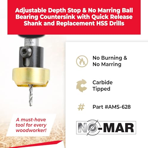 Amana Tool Carbide Tipped Countersink Drill Bit with, Ball Bearing Set and Replacements, AMS-628, 6-Pc