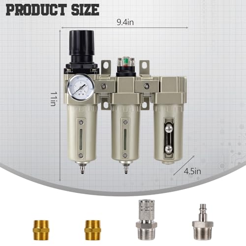 Upgraded 3/4" NPT Industrial Air Compressor Dryer with Filter, 3 Stage Oil Water Separator & Air Dryer for Plasma Cutter, Paint Spray & Pneumatic Tools - color: 3/4"npt, Munual Drain, size: 3 Stage