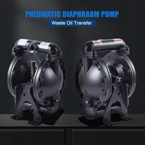 Double Diaphragm Pump Air Operated 1 inch Inlet/Outlet Pneumatic Waste Oil Transfer Pump for Chemical QBY4-25L 35 GPM Dual Diaphram Polypropylene Nitrile Rubber by Stainless Steel Iron 115 PSI - style: 1 INCH PORT