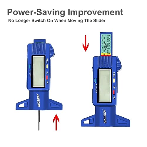 GODESON Digital Tire Tread Depth Gauge 25.4 mm Blue - color: Blue