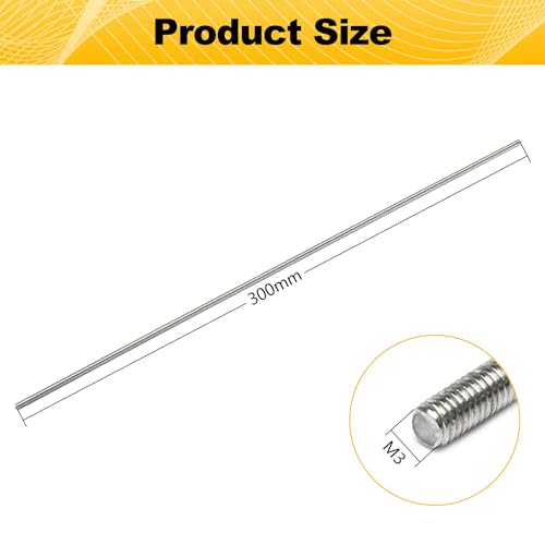 M3-0.5x300mm Fully Threaded Rod for Anchor Bolts RC Car Trailers - size: M3*300MM