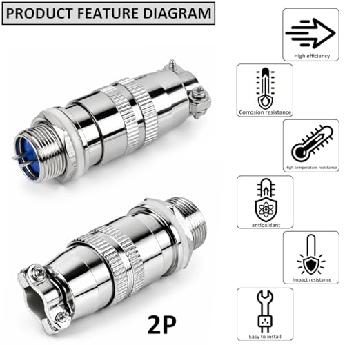 CLYXGS 4 Pack XS12 Aviation Plug Connector, 2 Pin 12mm Push-Pull Circular Connector, 6A 250V Quick Disconnect Wire Cable Male & Female Plug Socket Kit for Industrial, Automotive, and Marine - style: XS12-2