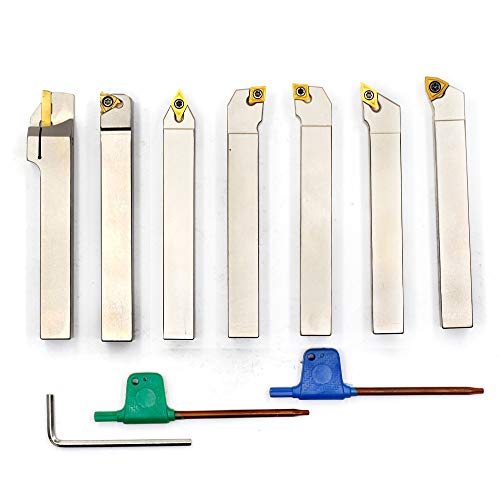 OSCARBIDE 1/2" Shank Nickel Plated 7-Piece Indexable Lathe Tool Holder Set