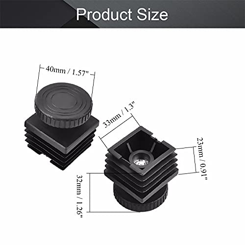 MroMax 8 Sets Adjustable Leveling Feet 38 x 38mm Plastic Metal Square Tube Insert Kit M8 Thread Glide Leveler for Home Office Table Desk Leg Black - color: 8pcs, size: 38x38mm