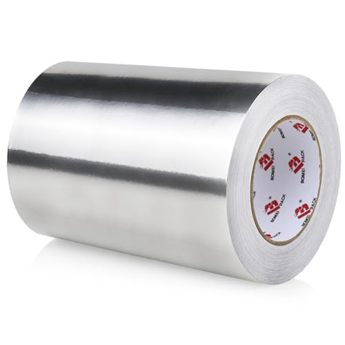 BOMEI PACK Aluminum Foil Tape,Heavy Duty Metal Duct Tape,High Temperature Silver Tape,Perfect for Sealing & Patching,HVAC,Air Ducts,Insulation and Metal Repair (8 Inch x 55 Yards) - size: 8 Inch x 55 Yards