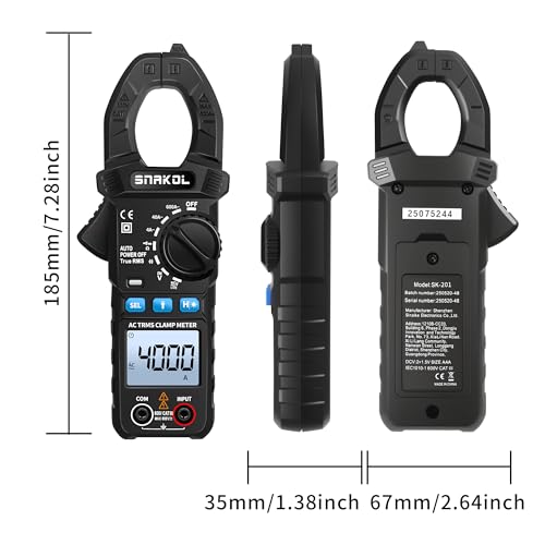 Digital Multimeter Tester 4000 Counts Amp Clamp Meter with 35mm Jaws for AC/DC Voltage and AC Current Meter, Resistance, Diode Capacitance, Continuity, Frequency, NCV Auto-Ranging - style: 4000 Counts Basic