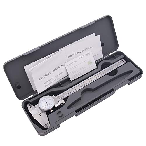 Clockwise Tools DDLR-0805 Pro Dial Caliper 0-8 Inch Double Shock Proof Stainless Steel Body SAE Measuring Tool