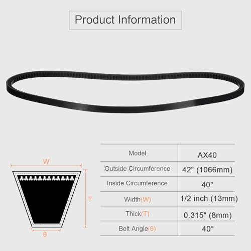 uxcell AX40 EPDM V-Belt,Industrial Rubber V Belt 1/2" Wd x 40" Inside Circ - size: AX40