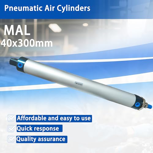 CG WEITENG Pneumatic Mini Pneumatic Cylinder MAL Single Rod Aluminum Double Acting Pneumatic Cylinder 40mm Bore 300mm Stroke(MAL40x300) - color: MAL-40 mm, size: 300 mm