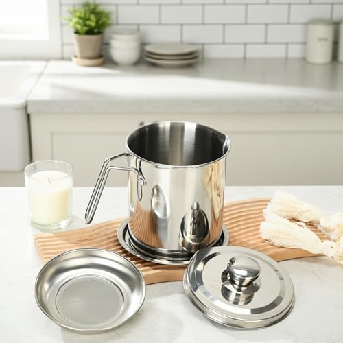 2.0L/68oz Stainless Steel Bacon Grease Container