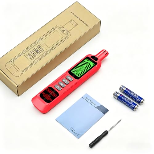 GL71A Gas Leak Detector, Portable Combustible Natural Gas Sniffer with Audible Visual Alarm, Locate Methane Propane Butane Gas Leaks for Home RV Pipeline Safety, Red