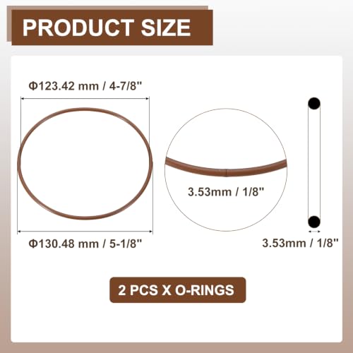 Fluorine Rubber O-Rings 5-1/8" OD, 4-7/8" ID, 1/8" Width 2PCS - size: 5-1/8" OD, 4-7/8" ID, 1/8" Width