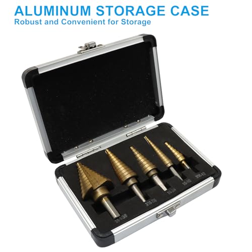 Titanium Step Drill Bit Set, Yellow, 5PCS, 3/16" to 1-3/8" - color: Yellow