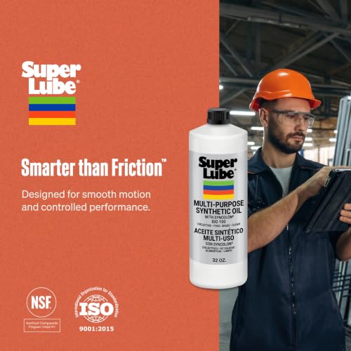 Super Lube 51030 Synthetic Oil with PTFE, High Viscosity, 1 quart Bottle, Translucent White - size: 32 fl oz