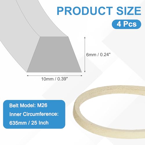 uxcell 4Pcs M26 Industrial Sewing Machine Belt 26.5" Outer Girth Rubber - size: M26