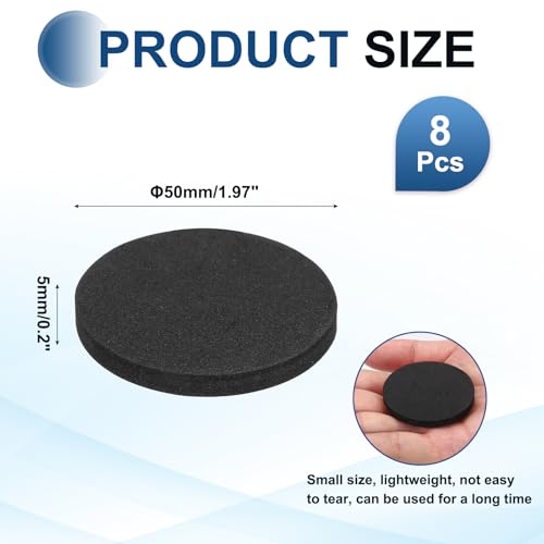 MECCANIXITY 8 Pcs Single Sided Speaker Isolation Feet Pads, 50mmx5mm Non Slip Foam Shock Absorption Base Pad Amplifier Stand Feet Mat for Speaker HiFi Home Theater Sound System, Black - size: 50mmx5mm