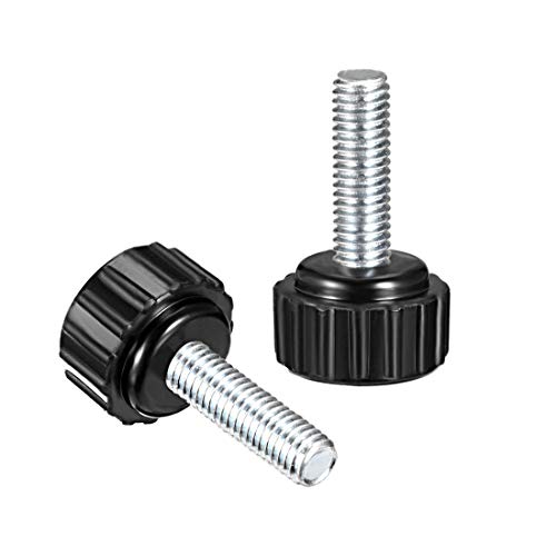 uxcell M5 x 20mm Metric Male Thread Knurled Clamping Knobs Black 4 Pcs - size: M5 x 20