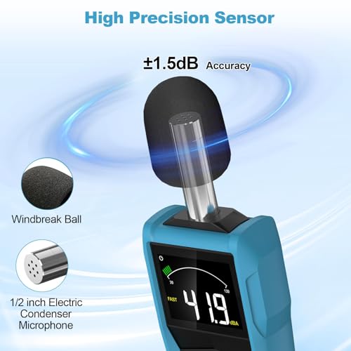 Decibel Meter, DURFICST Sound Level Meter with LCD Color Screen, 30-130dB