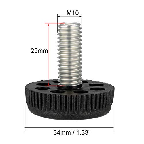 uxcell Furniture Levelers, 11mm to 25mm Adjustable Height M10 x 25mm Threaded, 4Pcs
