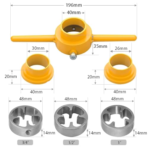 6PCS PVC Die Set Plastic Pipe Round Die Set Thread Maker Tool Pipe Threader