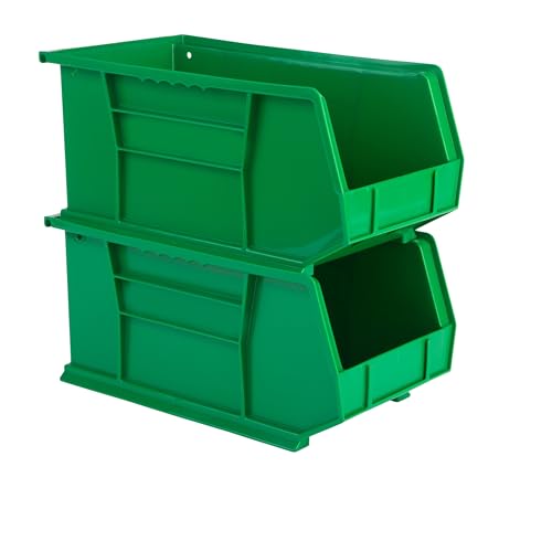 HE HUDSON EXCHANGE 15" x 8" x 7" (6 Pack) Plastic Stackable Storage Bin, Green - color: Green, size: 6 Pack