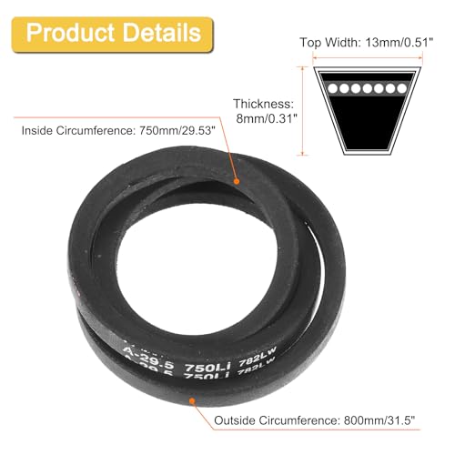uxcell A29 1/2 Classic Wrapped V-Belt,31" Outer Circ A Profile,Black - size: A29 1/2