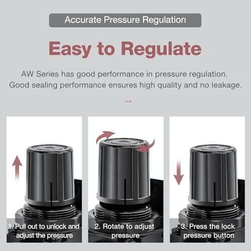 SNS 1/4”NPT Compressed Air Filter Regulator Piggyback, Semi-auto Drain, Gauge and Bracket, Poly Bowl with Metal Guard AW2000-N02A - color: AW, size: 2000-N02