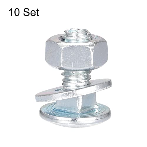 uxcell 1/4-20 x 5/8" Square Neck Carriage Bolts with Nuts & Washers, Carbon Steel Coach Bolt Screws 10 Set - size: 1/4-20 x 5/8"