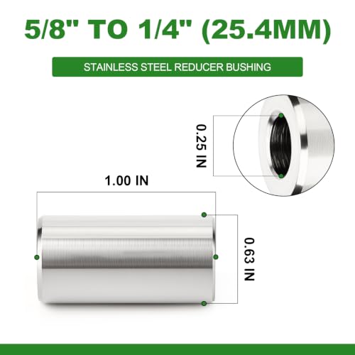 TAISHER 6pcs Stainless Steel Bushing Sleeve, 5/8" OD x1/4"ID (1"Length) - size: 5/8" OD x1/4"ID(6pcs)
