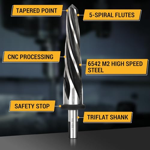 5 PCS M2 HSS Reamer Set, Bridge/Construction Reamer Drill Bits