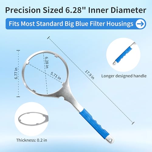 SPBW-2 Heavy Duty Metal Water Filter Wrench – Fits 6.28" Big Blue Housings, Compatible with 3M Cuno Aqua Pure, Non-Slip Ergonomic Grip for Easy Whole-House Filter Changes