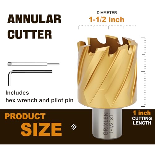 1-1/2"x1 HSS Annular Cutter,Diameter 1-1/2",Cutting Depth 1" - size: 1-1/2x1"