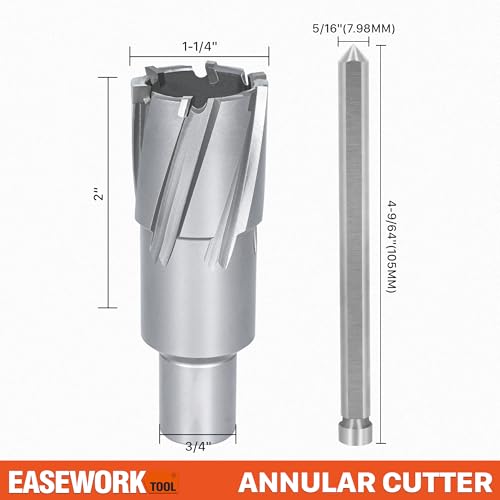 EASEWORK TOOL Carbide-Tipped Annular Cutter, 1-1/4" Diameter 2" Depth - size: 1-1/4"×2"