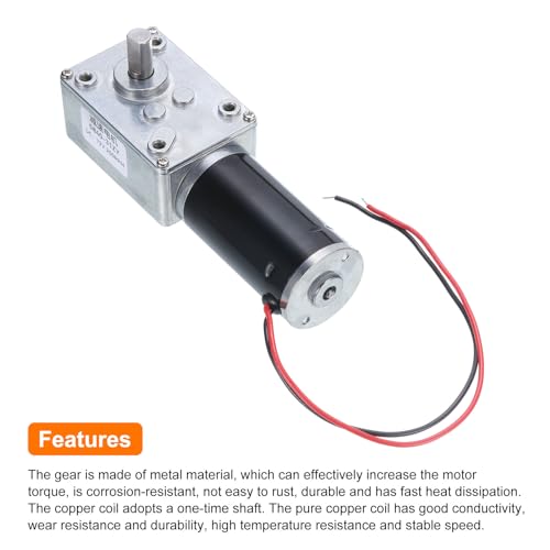 MECCANIXITY DC 12V High Torque Turbine Worm Geared Motor with 8mm Shaft 200RPM Geared Motor with Wire for Electric Fireplace - style: 200 RPM