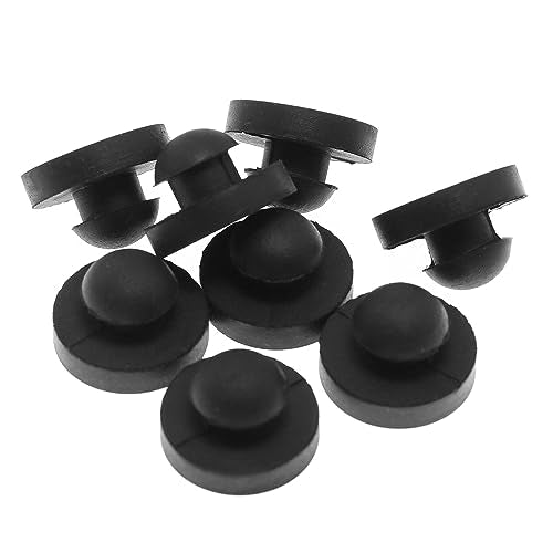 8pcs Push-in Rubber Bumper Tight-Grip Stem 9/16" Diameter fits 1/4" Hole in 1/8" Thick Material, Black
