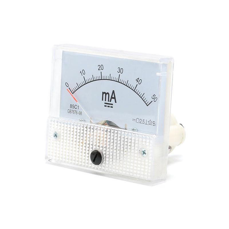 85C1 DC Pointer Ammeter Analog Meter 50MA Rectangle Panel Mounted Current Meter Ammeter Tester 0-50 mA DC 85C1 65 * 56MM - color: 50mA