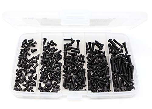 iexcell 250 Pcs M3 x 6/8/10/12/16 Alloy Steel 12.9 Grade SCM435 High Tensile Hex Socket Button Head Cap Screws Bolts Assortment Kit - size: M3 x 6/8/10/12/16mm