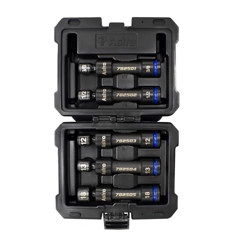 Astro Tools 78250 1/2" Drive 12-Point Pinless Heavy-Duty Driveline Impact Socket Set