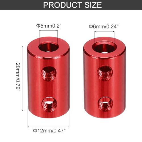 MECCANIXITY Rigid Screw Coupling 5mm to 6mm Shaft Coupler Connector L20mm x D12mm Aluminum Alloy Joint Connector Set for 3D Printers DIY Encoder with 20 Screws, Red, 5Pack - color: Red, size: 5mm to 6mm