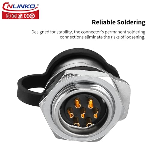 CNLINKO LP20 7 Pin Waterproof Connectors,IP68 Circular Connectors Fast Locking Plug,2-12 Pin Power Connector M20 Male Female Plug,LED Outdoor Lighting Connectors(7 Pin) - size: 7 PIN, style: Black/Single-Hole Socket