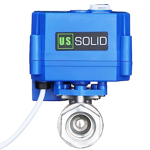 U.S. Solid 1/2 in 304 Stainless Steel Motorized Ball Valve, NSF Certified, Full Port, 9-24 V AC/DC, 3-Wire Latching Self-Hold, Manual Override, Position Indicator - size: 0.5 Inch(with Manual Function)