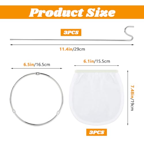 Jam/Jelly Strainer Set - Jelly Strainer Stand with 3 Reusable Staining Bags - Reusable Jelly Filter Bags, Nylon Mesh Strainer for Canning, Juice, Yogurt, Cheese Making, Durable(COLOR:White)