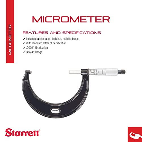 Starrett Outside Digital Micrometer, 3-4" Range, .0001" Graduation - color: Black Wrinkle, size: 3-4" with SLC