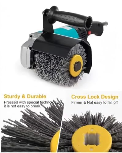 SIGNI Abrasive Nylon Drawing Wheel Drum Burnishing Polishing Brush for wooden furniture floor polishing 120X100mm 600 Grit 1pack - size: 600 Grit, Black