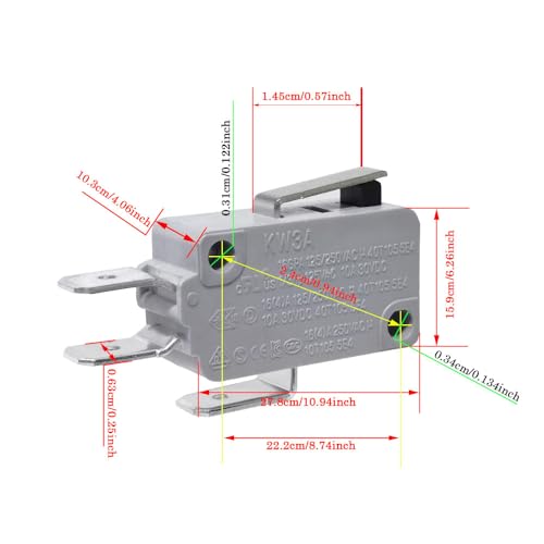 6Pcs Micro Limit Switch Short Straight Hinge Lever Arm SPDT Snap Action Switch for Arduino,KW3A 16A 125/250V - color: KW3A-16Z1