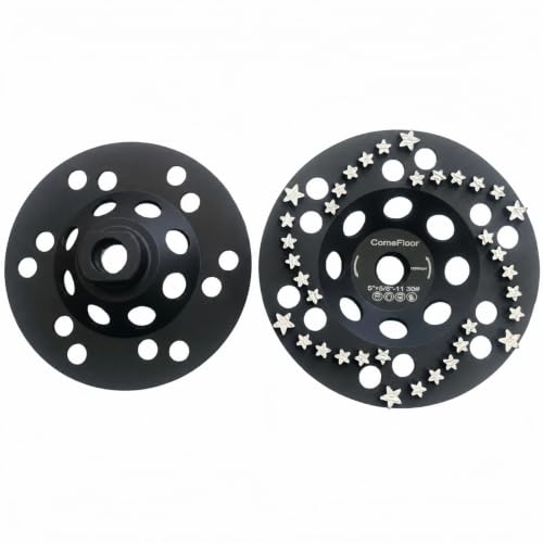 Diamond Grinding Cup Wheel for Concrete & Masonry, 36 Aggressive Star Segments, 5 Inch 5/8"-11 Thread, 30 Grit - style: 5"