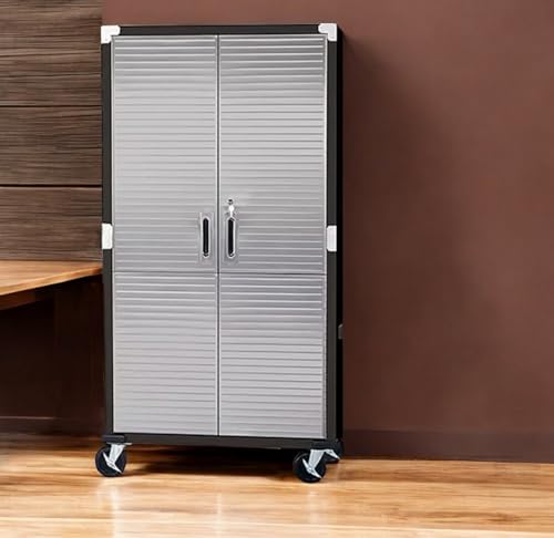 Heavy-Duty Storage Cabinet with Roller Doors, Rolling Casters (Graphite Black, 36" W x 18" D x 72" H) - color: Graphite Black, size: 36" W x 18" D x 72" H